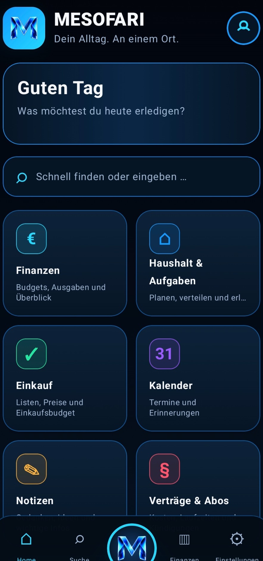 MESOFARI Home-Dashboard